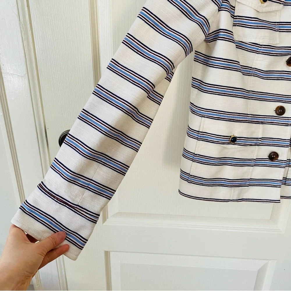Tory Burch Sergeant Pepper Striped Button Front Military Jacket Blazer Size 8